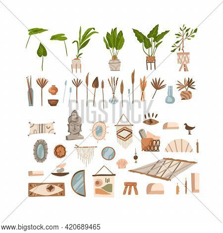 Hand Drawn Vector Abstract Stock Graphic Bohemian Clipart Collection Set Illustrations With Beauty I
