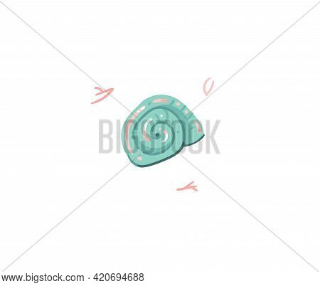 Hand Drawn Vector Stock Abstract Flat Cartoon Graphic Illustration With Tropical Summer Ocean Underw