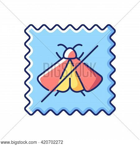 Moth Repellent Fabric Feature Vector Flat Color Icon. Quality Textile. Cover Protection For Silk And