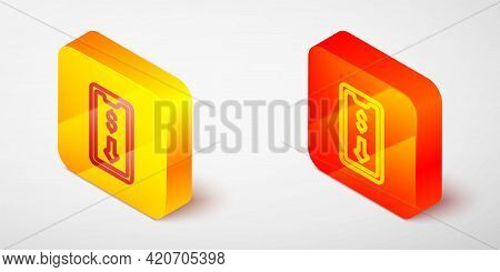 Isometric Line Mobile Stock Trading Concept Icon Isolated On Grey Background. Online Trading, Stock 