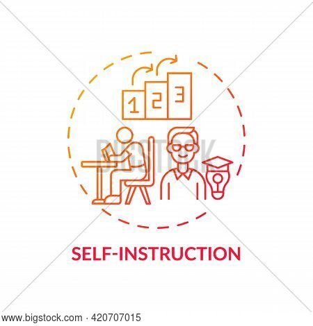 Self Instruction Red Gradient Concept Icon. Personal Management For Work Productivity. Skill Improve