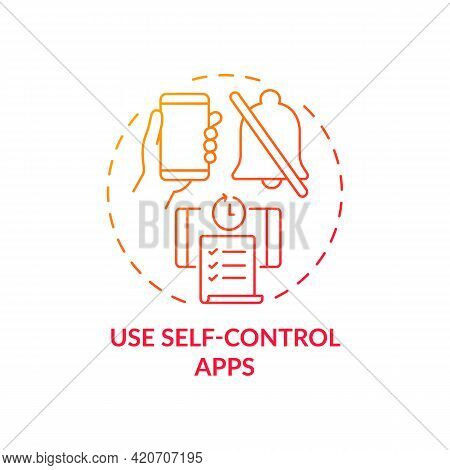Use Self Control Apps Red Gradient Concept Icon. Increase Productivity At Work. Task Efficiency. Sel