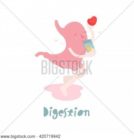 Digestion Character Icon. Medical Pictogram. Stomach Sign.