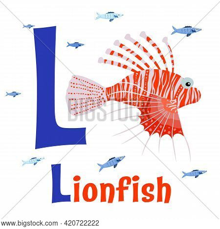 Sea Animals Alphabet. Abc For Children. Letter L