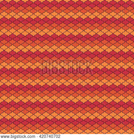 Seamless Pattern. Paseo Tiles Ornament. Oriental Traditional Ornamentation. Repeated Lantern Shapes.