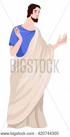 Roman Empire Man Wearing Traditional Rome Clothes