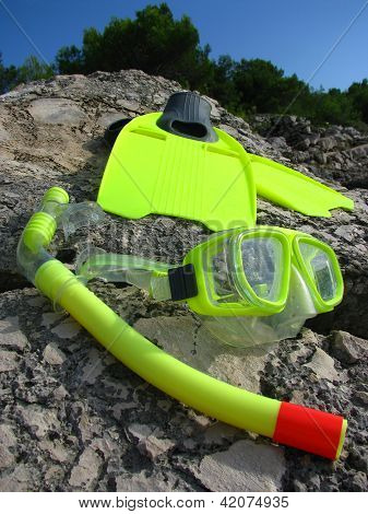 Snorkling maske ve palet