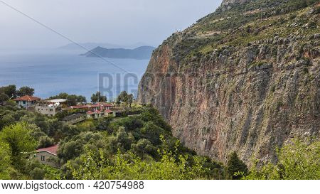 Faralya Village On The Shores Of The Mediterranean Sea In The Province Of Mugla, Fethiye Turkey