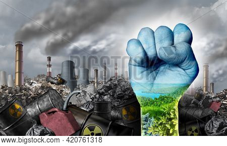 Ecological Social Justice Enviromental Concept As A Fist Fighting For The Environment And Climate Ch
