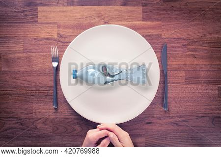 Microplastics In Food Concept. Microplastics And Plastic Pollution Are Global Environmental Problem.