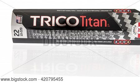Winneconne, Wi - 16 May 2021:  A Package Of Trico Titan Wiper Blade On An Isolated Background