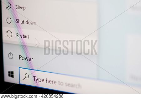 Restart Button On Windows Os Menu
