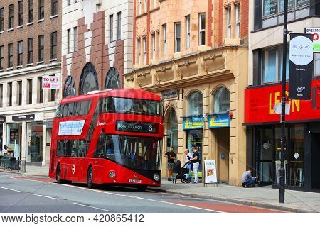 London, Uk - July 9, 2016: New Routemaster Bus In Holborn, London. The Hybrid Diesel-electric Bus Is
