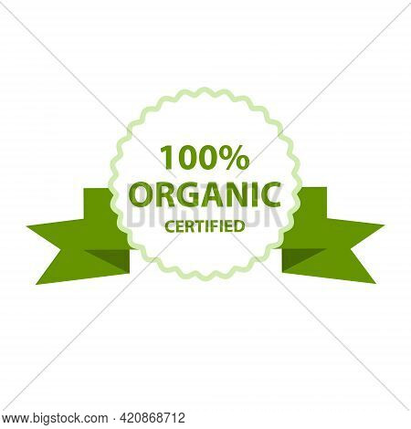 100 Percent Organic Certified Stamp, Label Or Guarantee Logo. Vector Illustration Isolated On White