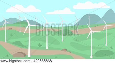 Modern Renewable Windmill Clean Energy Vector Illustration.