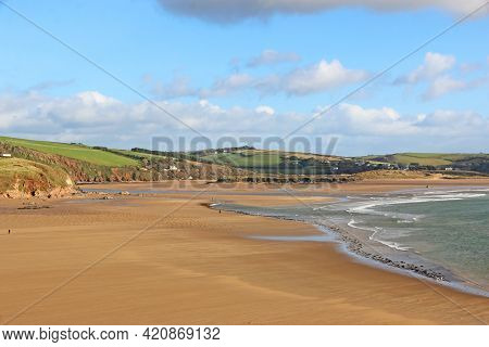 Bigbury Beach In South Devon, At Low Tide