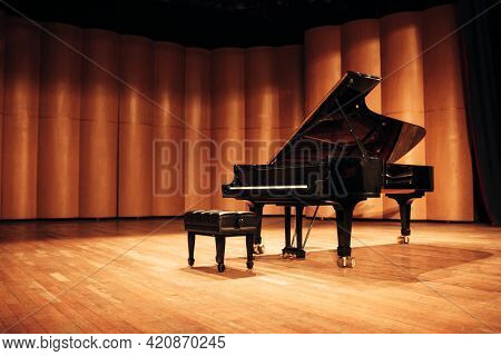 Beautiful piano in concert hall