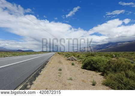 The Scenic Sierra Nevada Mountains Stretching Along Highway 395 In California.