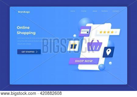 Online Shopping 3d Illustration Landing Page. Illustration For Websites, Landing Pages, Mobile Appli