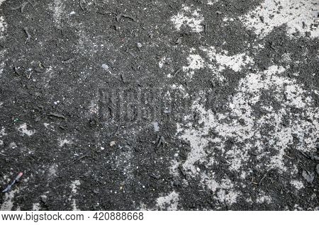 Remains Of Rubbed Rubber On The Asphalt Of The Race Track. Drift. Background. Texture.