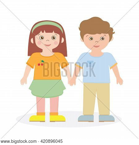 Boy Girl Hold Hands Vector Photo Free Trial Bigstock