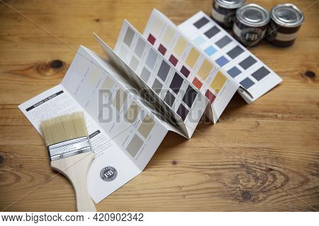 London, Uk - May 2021: Farrow And Ball Luxury Paint Brand Sample Card