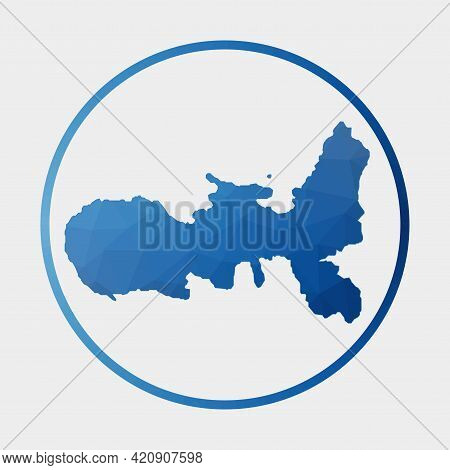 Elba Icon. Polygonal Map Of The Island In Gradient Ring. Round Low Poly Elba Sign. Vector Illustrati