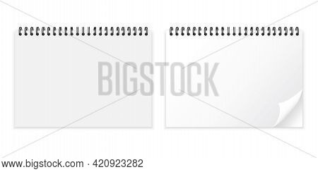 Realistic White Notepad. White Notebook Mockup Isolated. Business Concept. Stock Image. Vector Illus