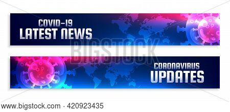 Coronavirus Covid-19 Updates And Latest News Banners Set