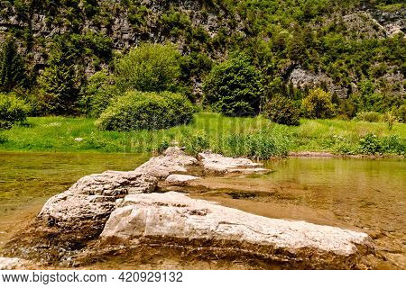 Mountain Scenic In Ledro Lake District In Italy