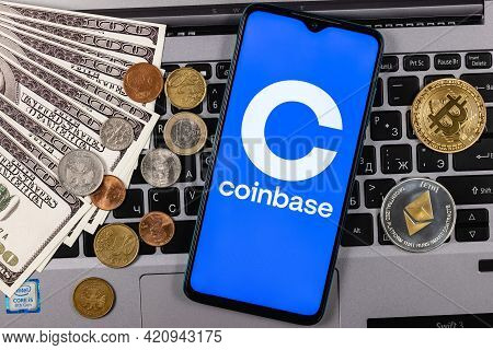 Kazan, Russia - May 18, 2021: Coinbase, Is An American Company That Operates A Cryptocurrency Exchan