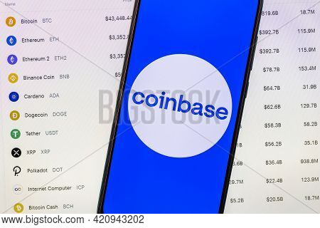 Kazan, Russia - May 18, 2021: Coinbase, Is An American Company That Operates A Cryptocurrency Exchan