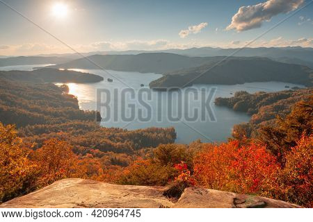 Lake Jocassee, South Carolina, USA in early autumn.
