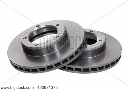 Vehicle Brake Discs Isolated Over White Background