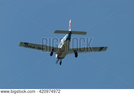 Piper Pa-28-181 Archer Aircraft Is Departing From The Airport Saint Gallen Altenrhein In Switzerland