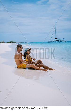 Small Curacao Island Famous For Day Trips And Snorkeling Tours On White Beaches Blue Clear Ocean, Cu
