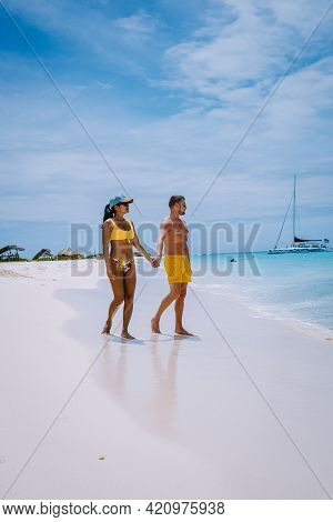 Small Curacao Island Famous For Day Trips And Snorkeling Tours On White Beaches Blue Clear Ocean, Cu