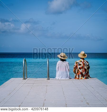 Small Curacao Island Famous For Day Trips And Snorkeling Tours On White Beaches Blue Clear Ocean, Cu