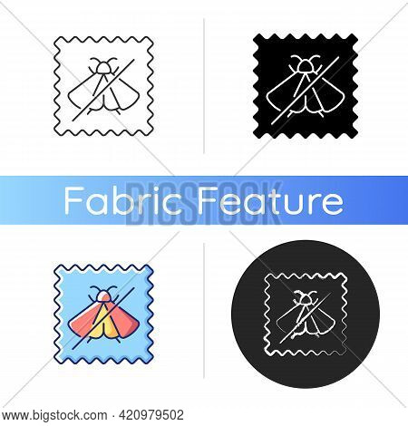 Moth Repellent Fabric Feature Icon. Quality Textile. Cover Protection For Silk And Wool. Special Mat