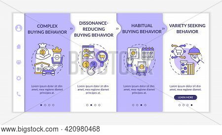 Customer Behavior Types Onboarding Vector Template. Responsive Mobile Website With Icons. Web Page W