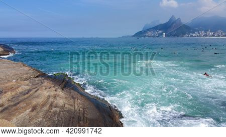 Famous Arpoador And Ipanema Beach In Rio De Janeiro Brazil.