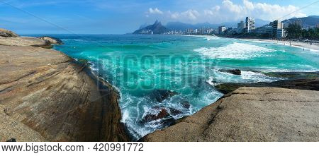 Famous Arpoador And Ipanema Beach In Rio De Janeiro Brazil.
