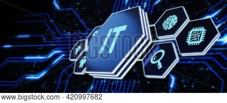 It Consultant Presenting Tag Cloud About Information Technology 3d Illustration