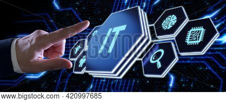 It Consultant Presenting Tag Cloud About Information Technology