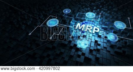 Mrp Material Requirement Planning Manufacturing Industry Business Process Automation.3d Illustration