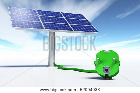 Solar Panel With A Green Plug