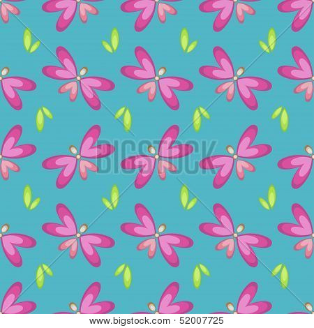 Seamless Abstract Pattern Of Butterflies In The Grass