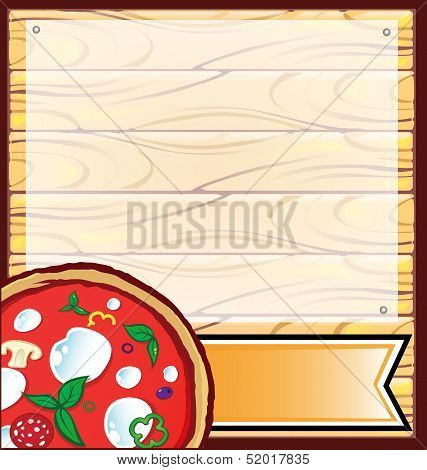 Pizza With Wood Backgraund