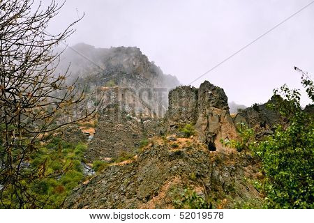 Cliff With Cave Near Geghard Monastery, Armenia