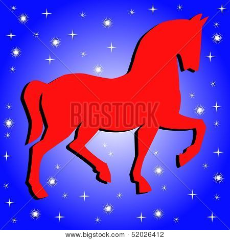 Silhouette Of Horse On A Blue Background